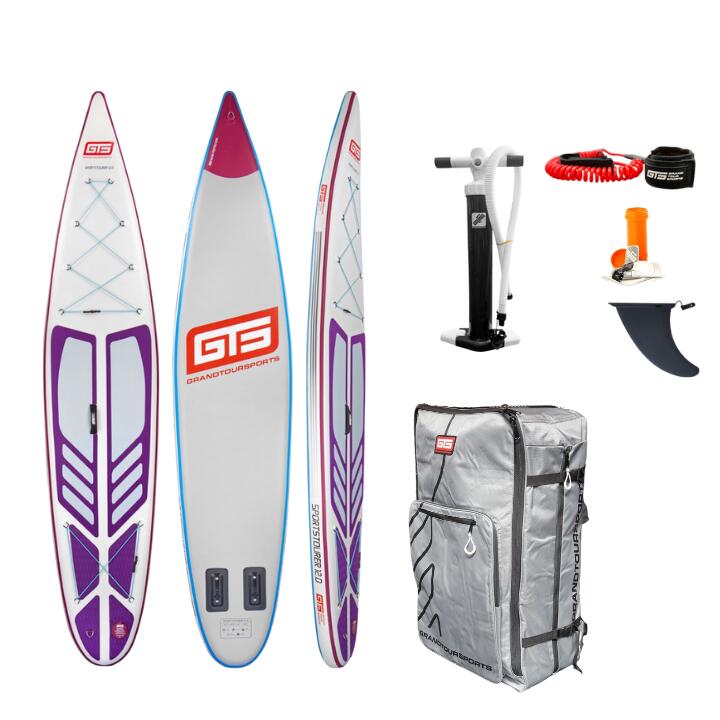 Gts Grandtoursports - Sup-board Paddle Gonflable 'sportstourer 12.0 X 30' Qualité Premium - Planche De Stand Up Paddle - Blanc|bleu|violet - Decathlon