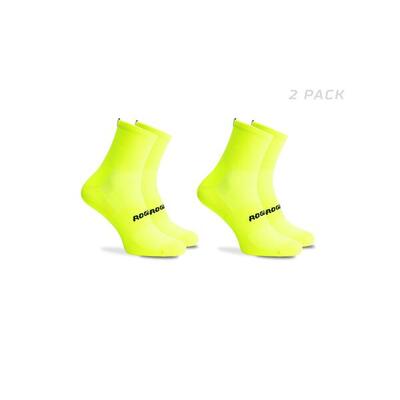 Wielrennen fietssokken 2pack - coolmax - fluor geel - essential