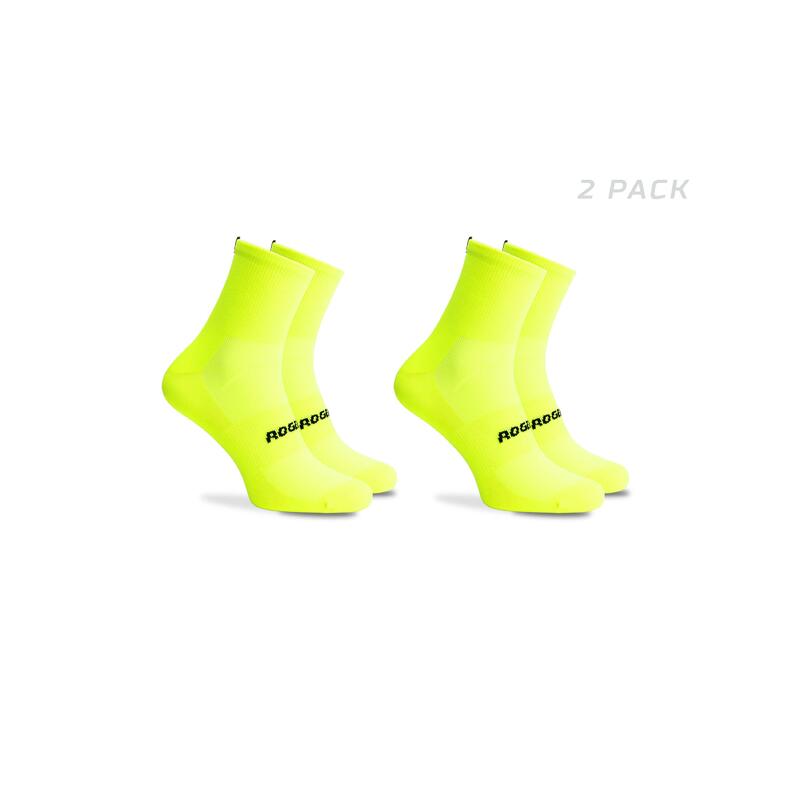 Wielrennen Fietssokken 2pack - Coolmax - Fluor Geel - Essential