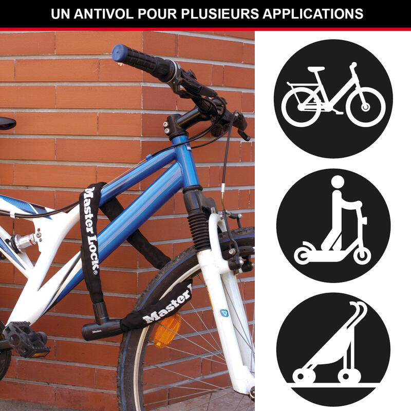 Lacăt biciclete lanț 90cm husă nylon 8391eurdpro negru