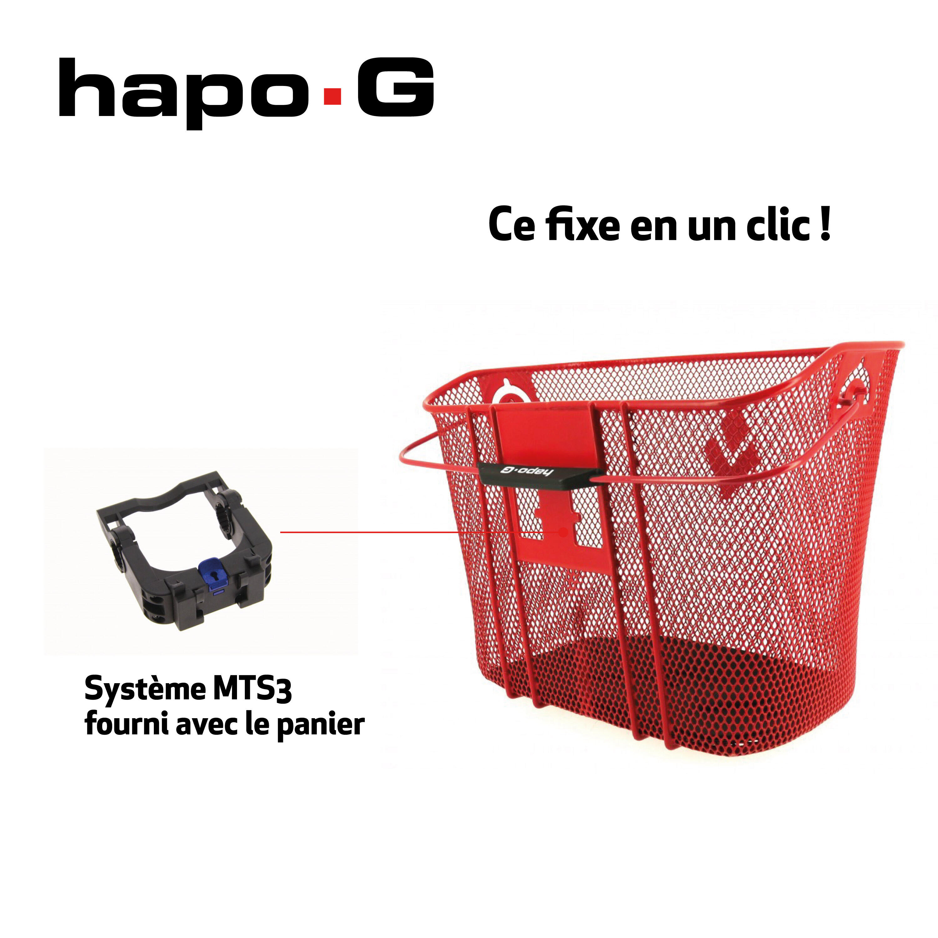 Panier acier XXL Rouge avec fixation MTS3 Hapo-G 4/6