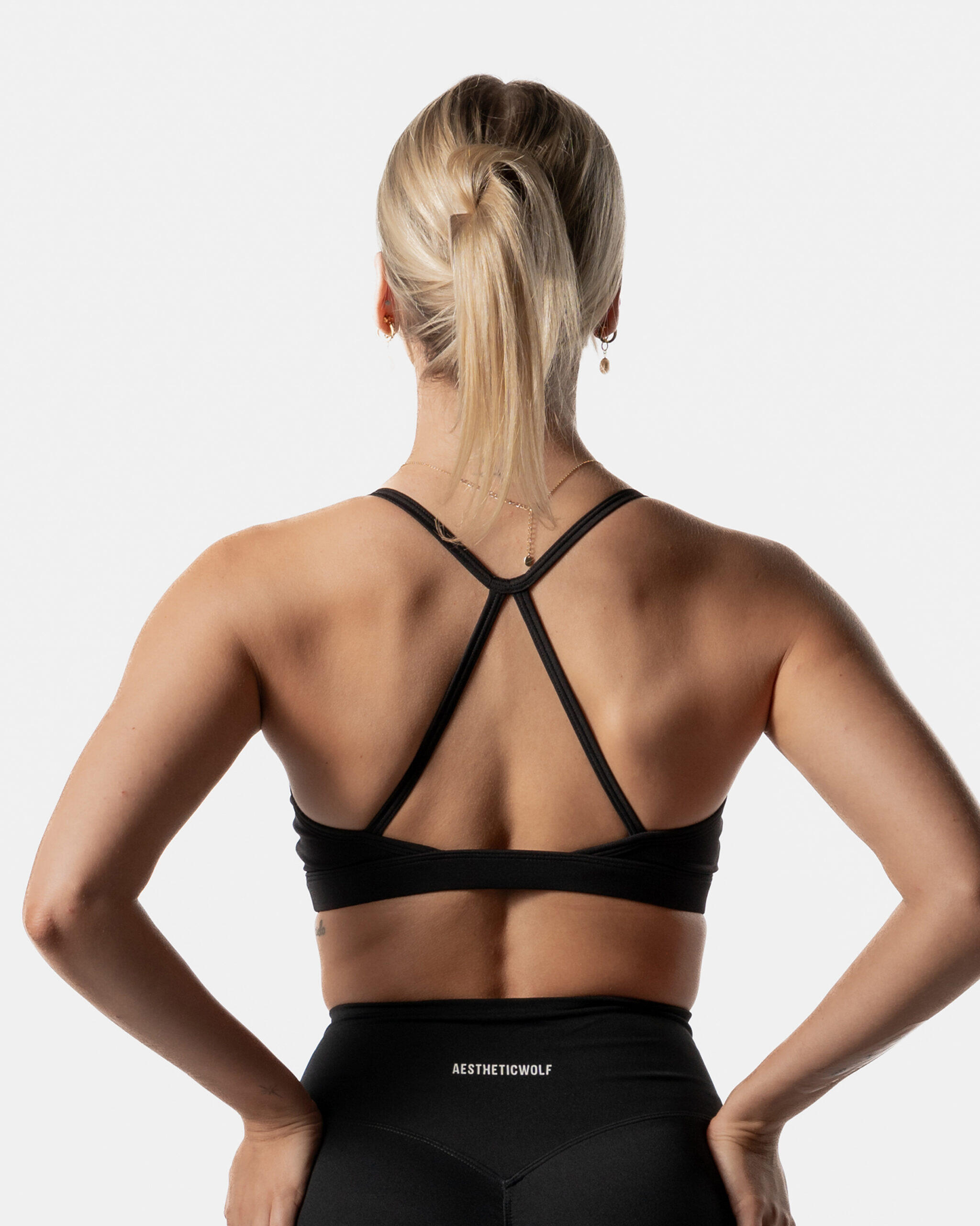 Brassière de sport femme pour fitness et pilates LuxForm noire 3/5