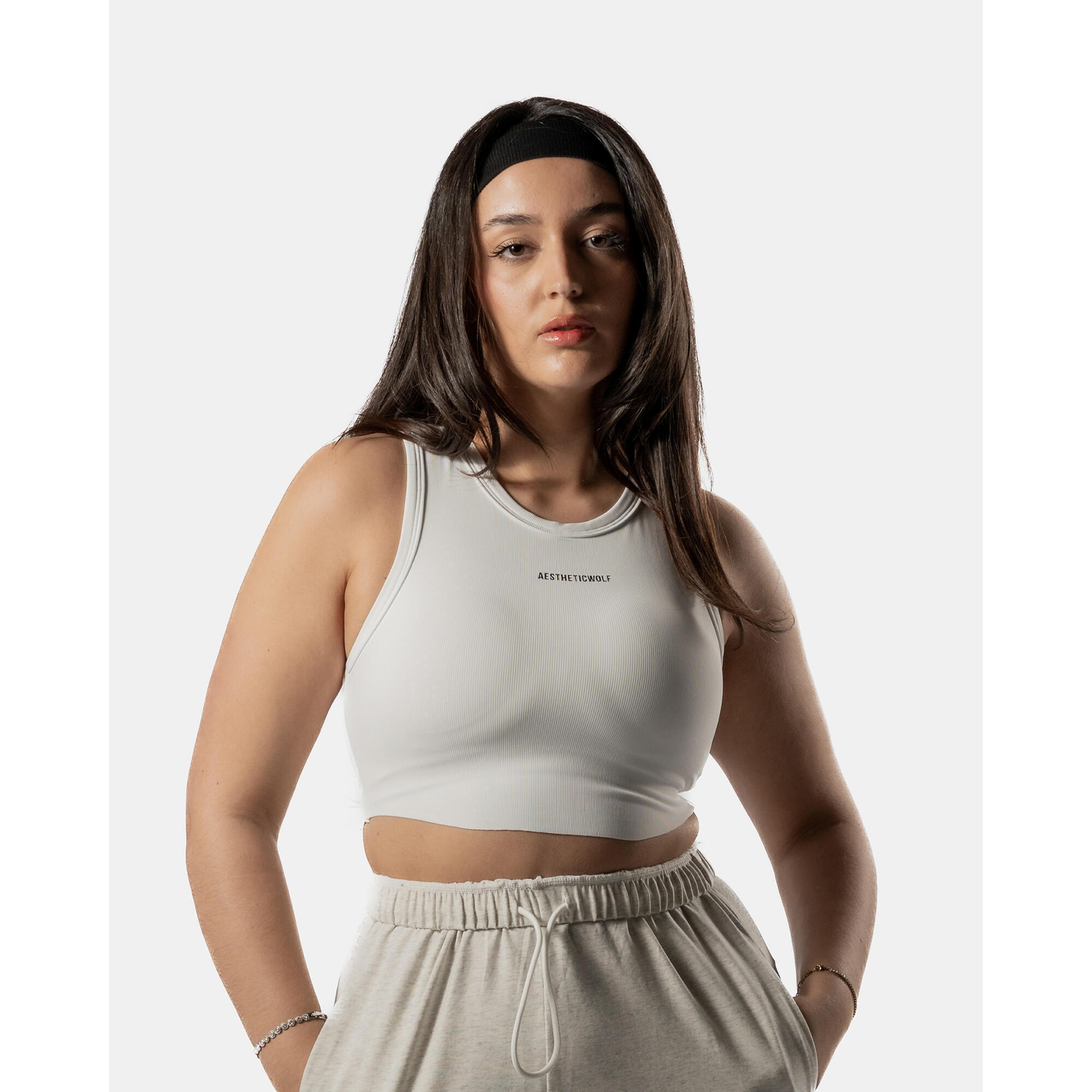 Aesthetic Wolf - Soutien-gorge De Sport Dos Nageur Avec Col Montant - Blanc - Brassière - Blanc - 40 M - Decathlon