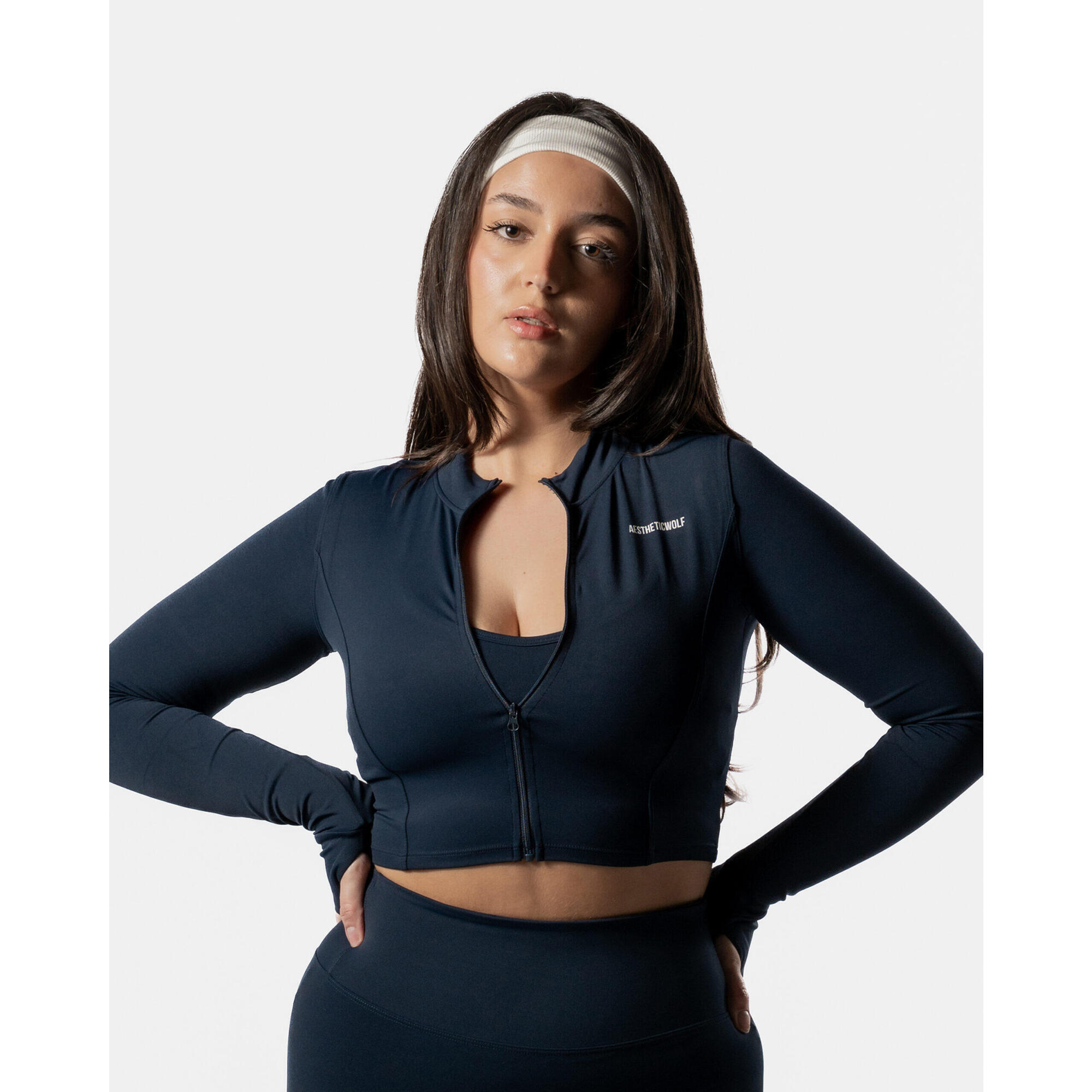 Aesthetic Wolf - Luxform Veste Zippée Fitness Femme Bleu Marine - Aw Active - T-shirt Manches Longues - Bleu - 42 M/l - Decathlon