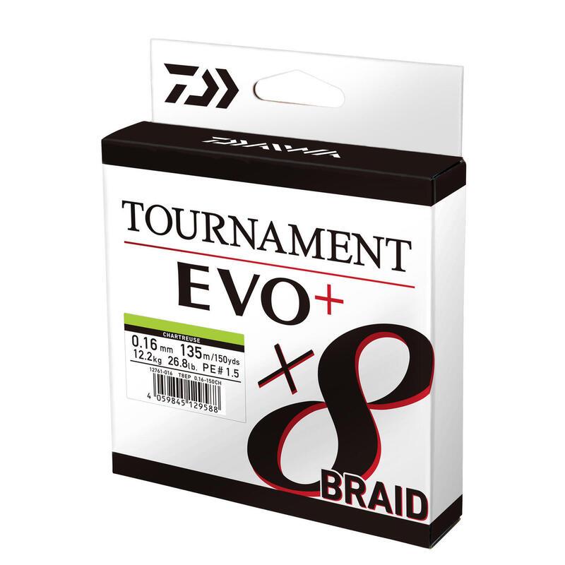 FIR TEXTIL DAIWA TOURNAMENT 8X BRAID EVO+ CHARTREUSE 020MM/18,0KG/135M