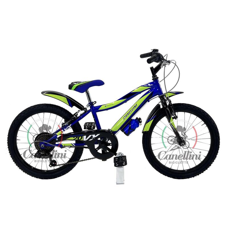 Kinderfiets MTB Canellini VORTEX 20" 6V - Blauw/Groen/Zwart