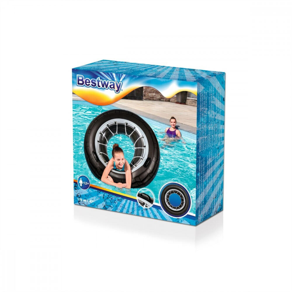 Com-four® Lot De 2 Bouées Gonflables Pneu Design Pour Enfants Et Adultes - Anneau De Natation Piscine Et Plage Bouée Gonflable