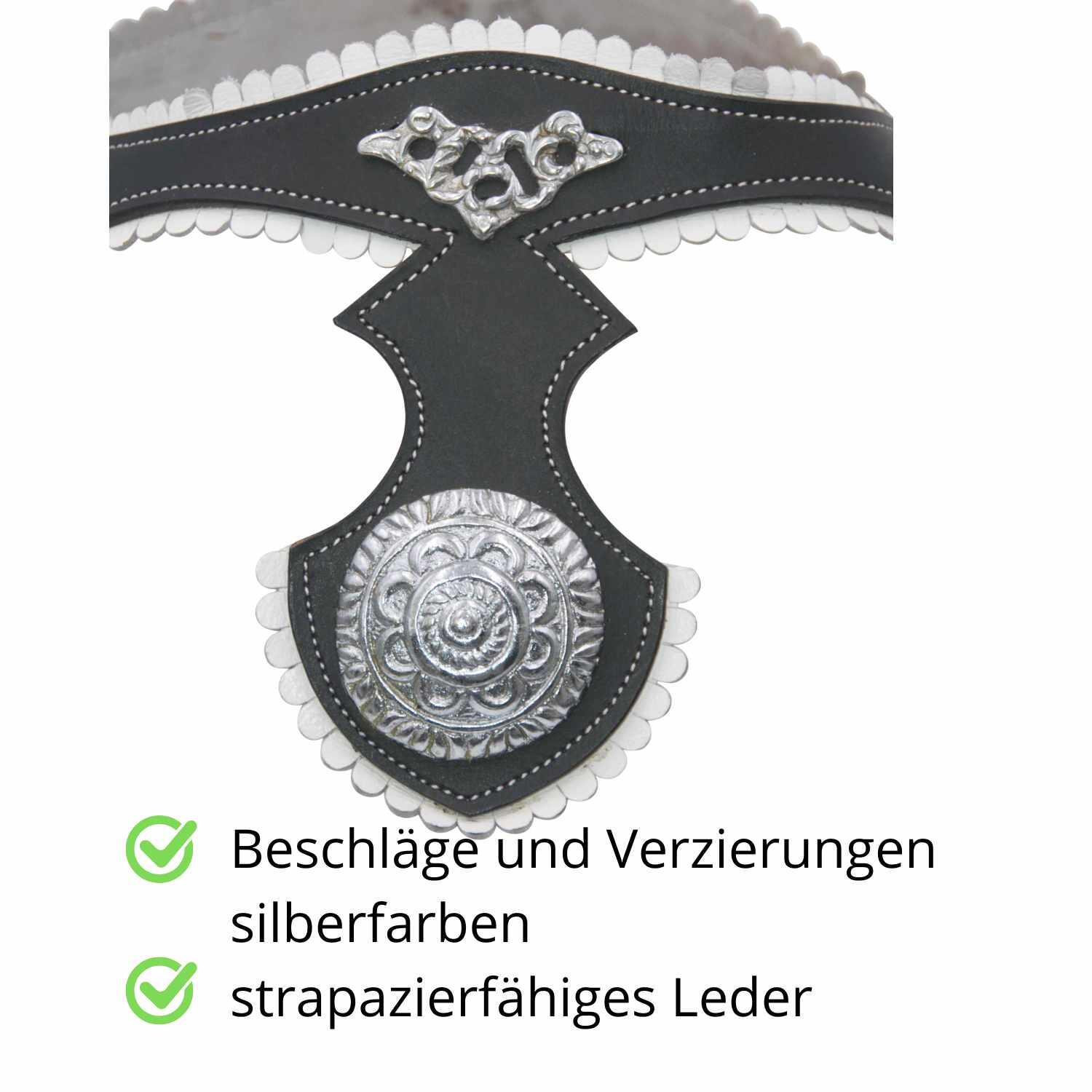 AMKA Prunkzaum Portugiesische Trense Barockzaum schwarz silber Ornamente PABLO B 3/4