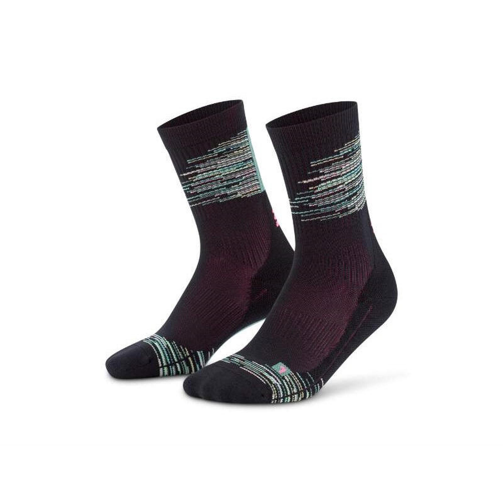 Sosete compresie medii - paris vibes 80`s socks mid cut W - black | green mix