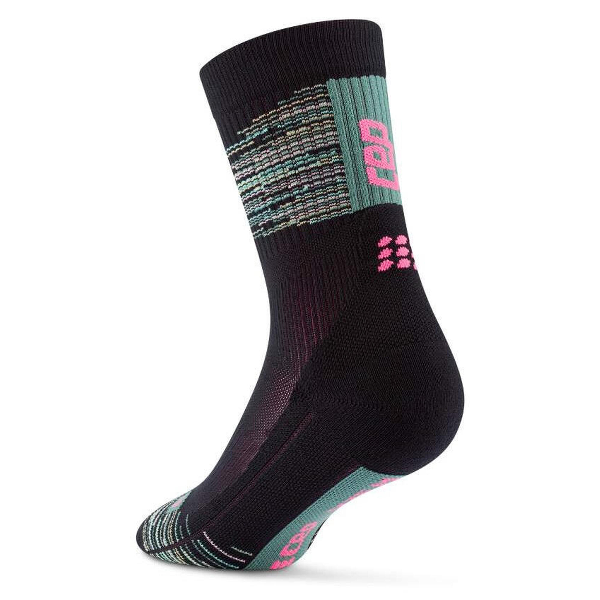 Sosete compresie medii - paris vibes 80`s socks mid cut W - black | green mix