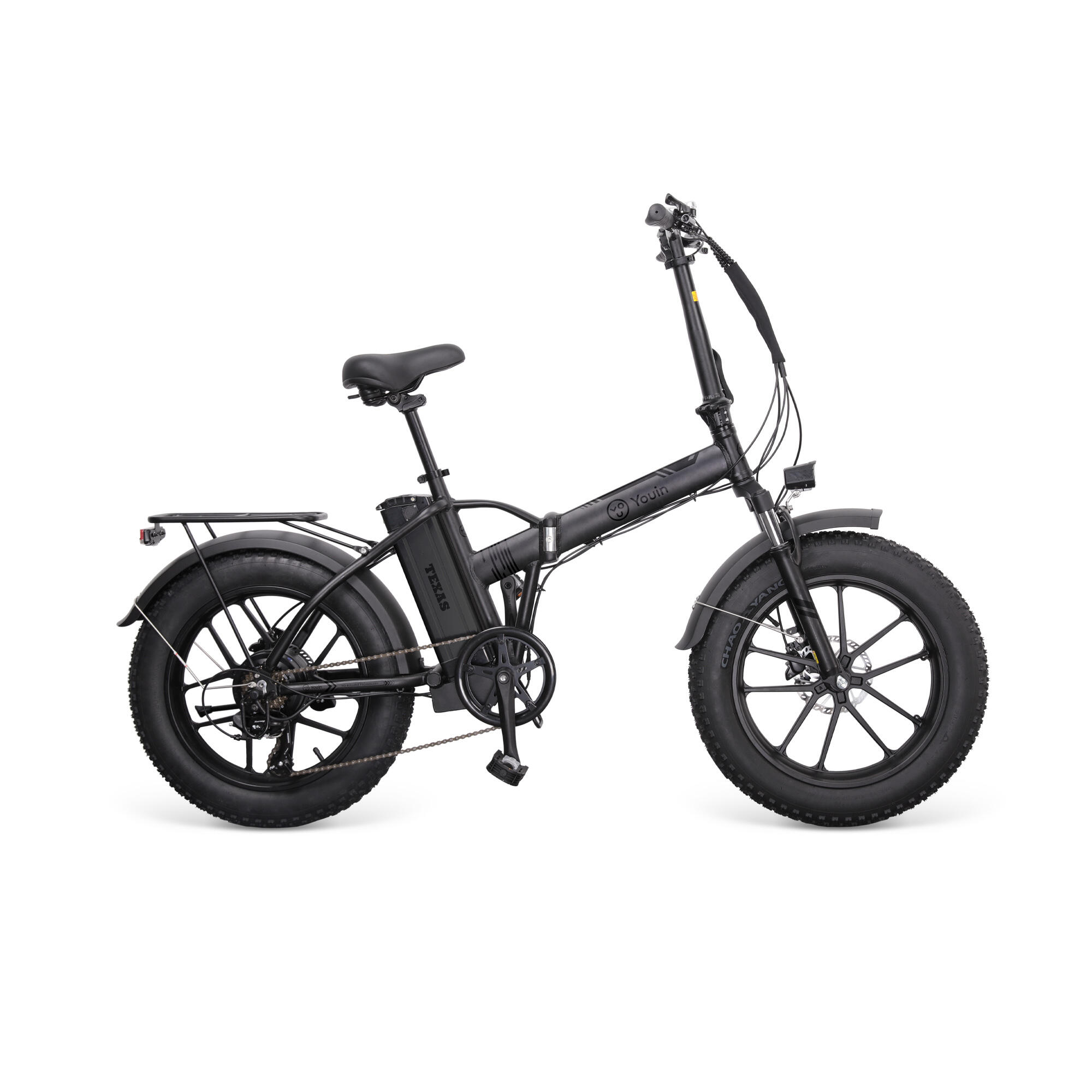 YOUIN Bicicleta eléctrica Youin Texas Black V3, fatbike, plegable, Shimano 7 velocid.