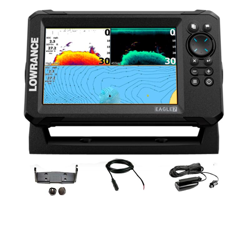 Lowrance - Eagle 7 Traceur De Cartes - Sonde Tableau Arrière Splitshot Hd Incluse - Combiné Sondeur Gps - Noir - Taille Unique - Decathlon