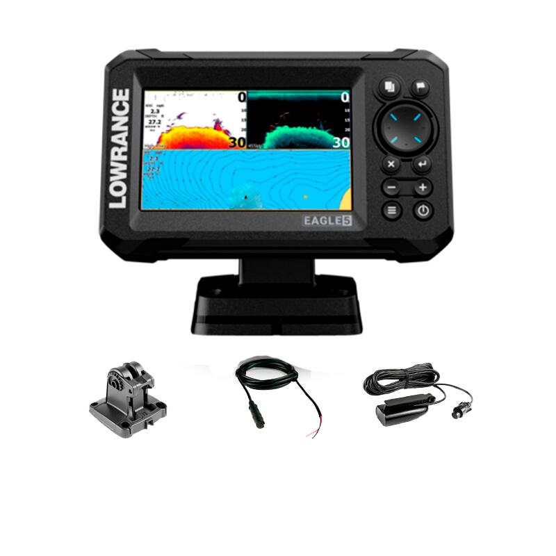 Lowrance - Eagle 5 Traceur De Cartes - Sonde Tableau Arrière Splitshot Hd Incluse - Combiné Sondeur Gps - Noir - Taille Unique - Decathlon