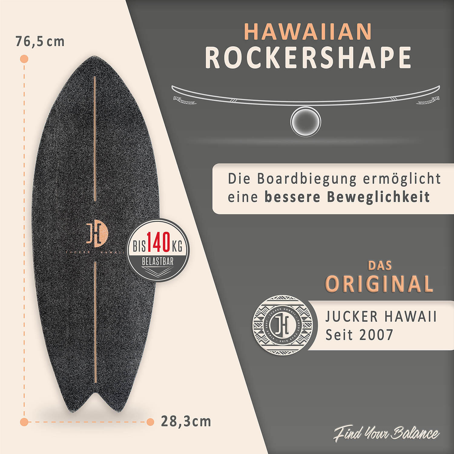 Balanceboard OCEAN ROCKER Black XL Set | Korkrolle + Korkmatte + Plank Ball 2/7