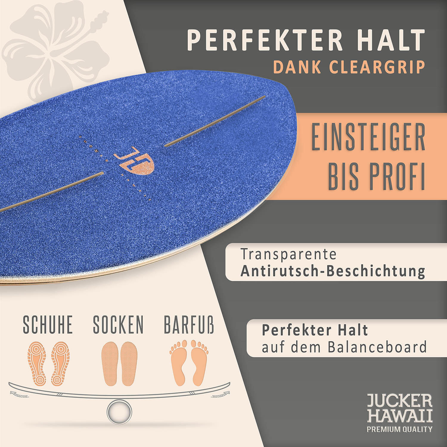 Balanceboard OCEAN ROCKER Blue | inkl. Korkrolle und Korkmatte 3/7