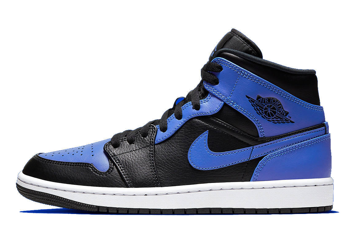 Jordan 1 Mid Hyper Royal Tumbled Leather 2/7