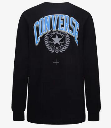 T-shirt ragazzo maniche lunghe converse collegiate sport - nero 2/3