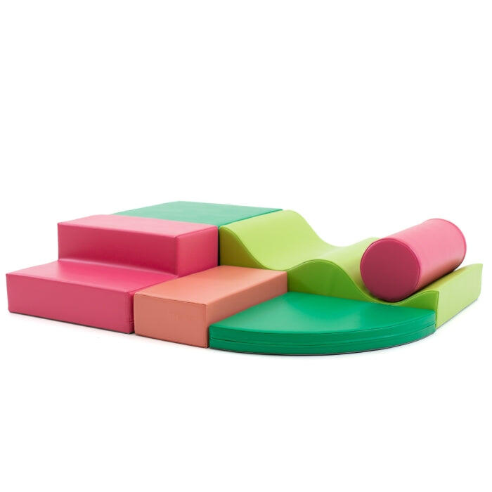 LEG&GO Zachte speel- en activiteiten set Explorer, soft play, foamblokken, rose/vert