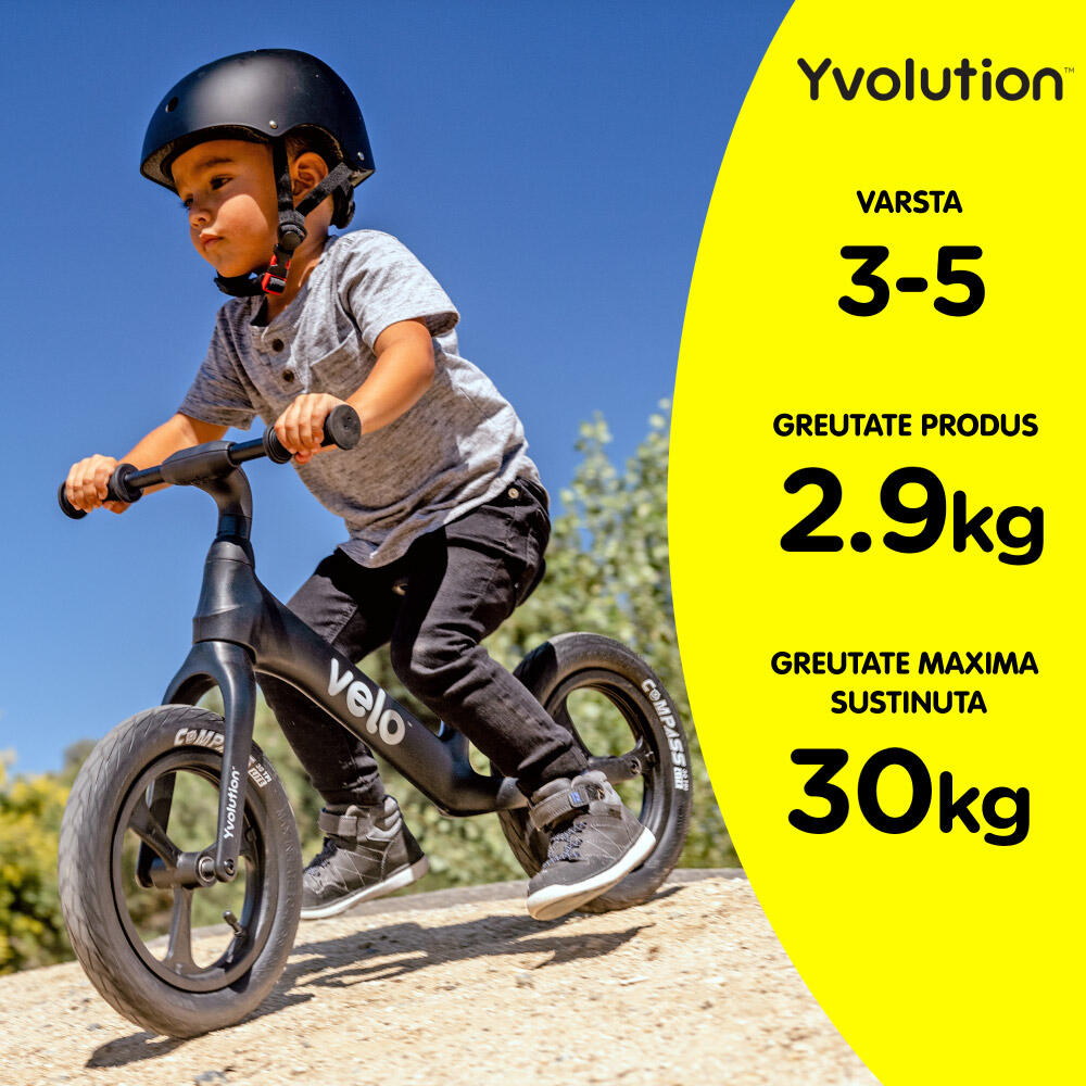Bicicletta equilibrio, bambino/bambina, Yvelo Pro, nera YVOLUTION
