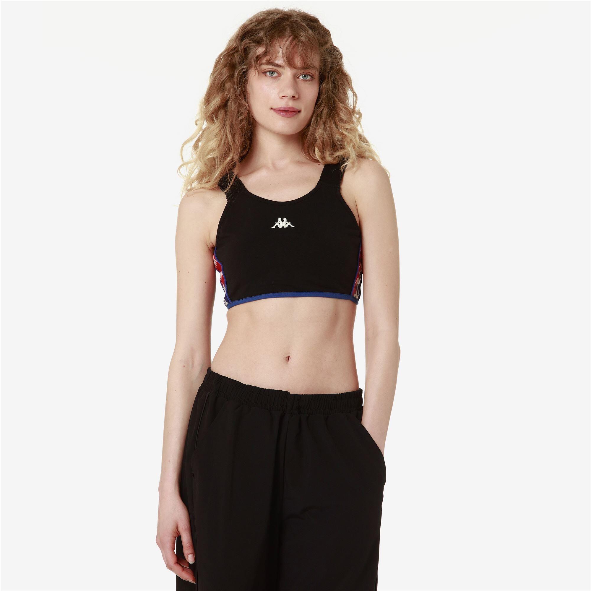 top da donna in cotone nero da fitness 2/5