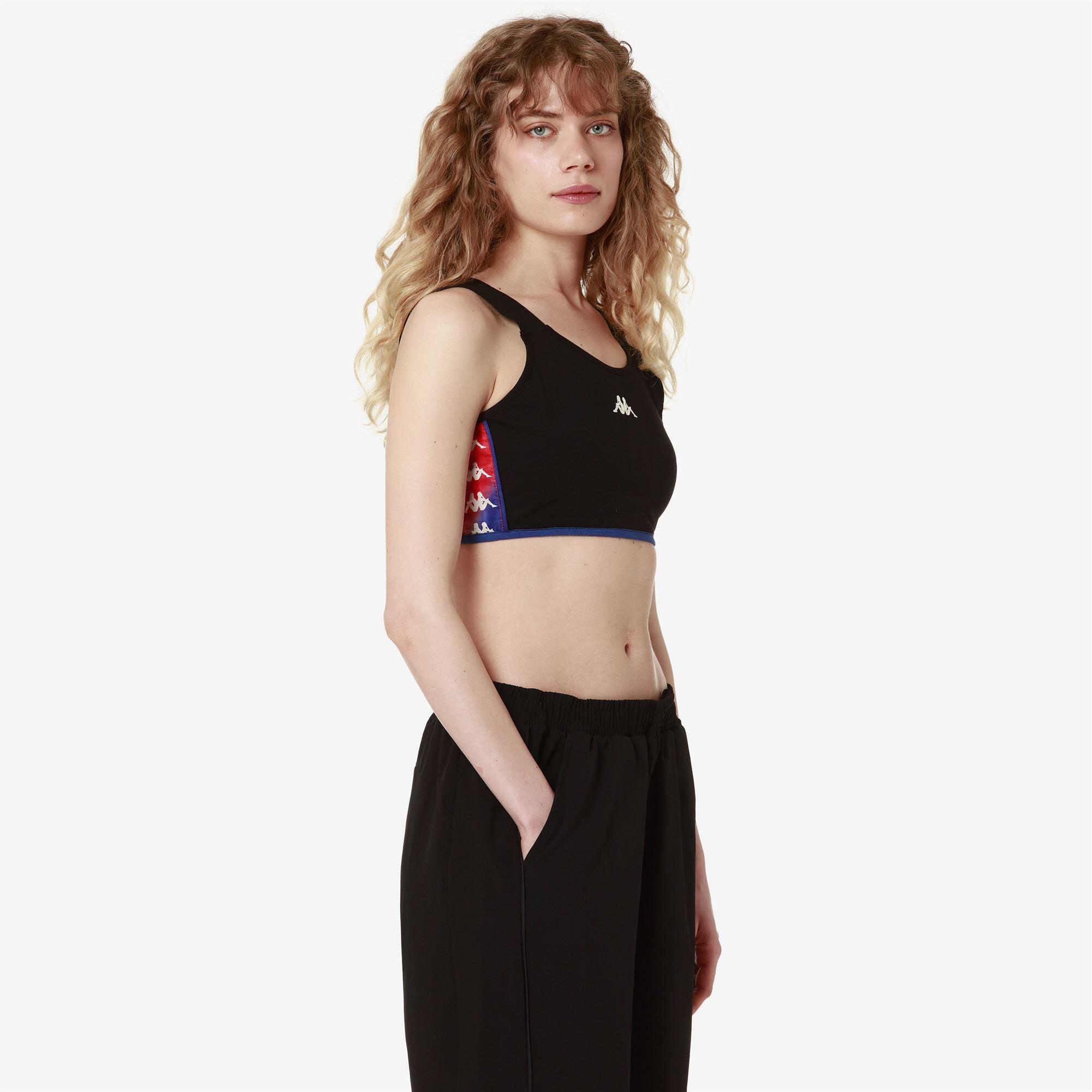 top da donna in cotone nero da fitness 3/5