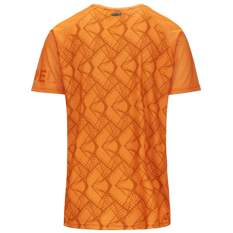 kappa t-shirt da uomo in poliestere arancio da padel