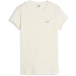 T-shirt Puma Classics Ribbed Slim Tee, Beige, Femmes