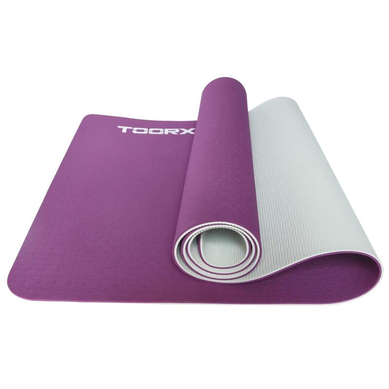 Tapis de yoga - 183 x 60 x 0,6 cm - Bicolore - Rouge bordeaux et perle