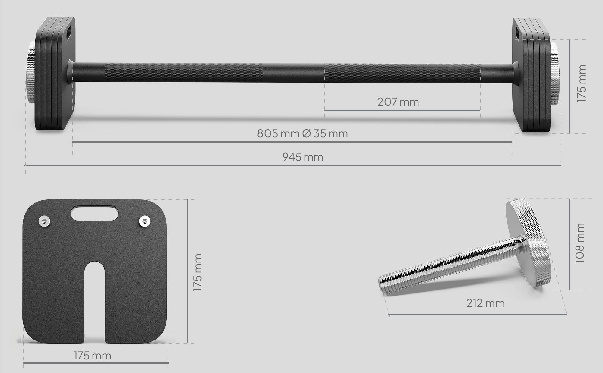 Second Life - Sztanga Zipro SQUARE regulowane obciążenie 26,5 kg - stan dobry 4/7