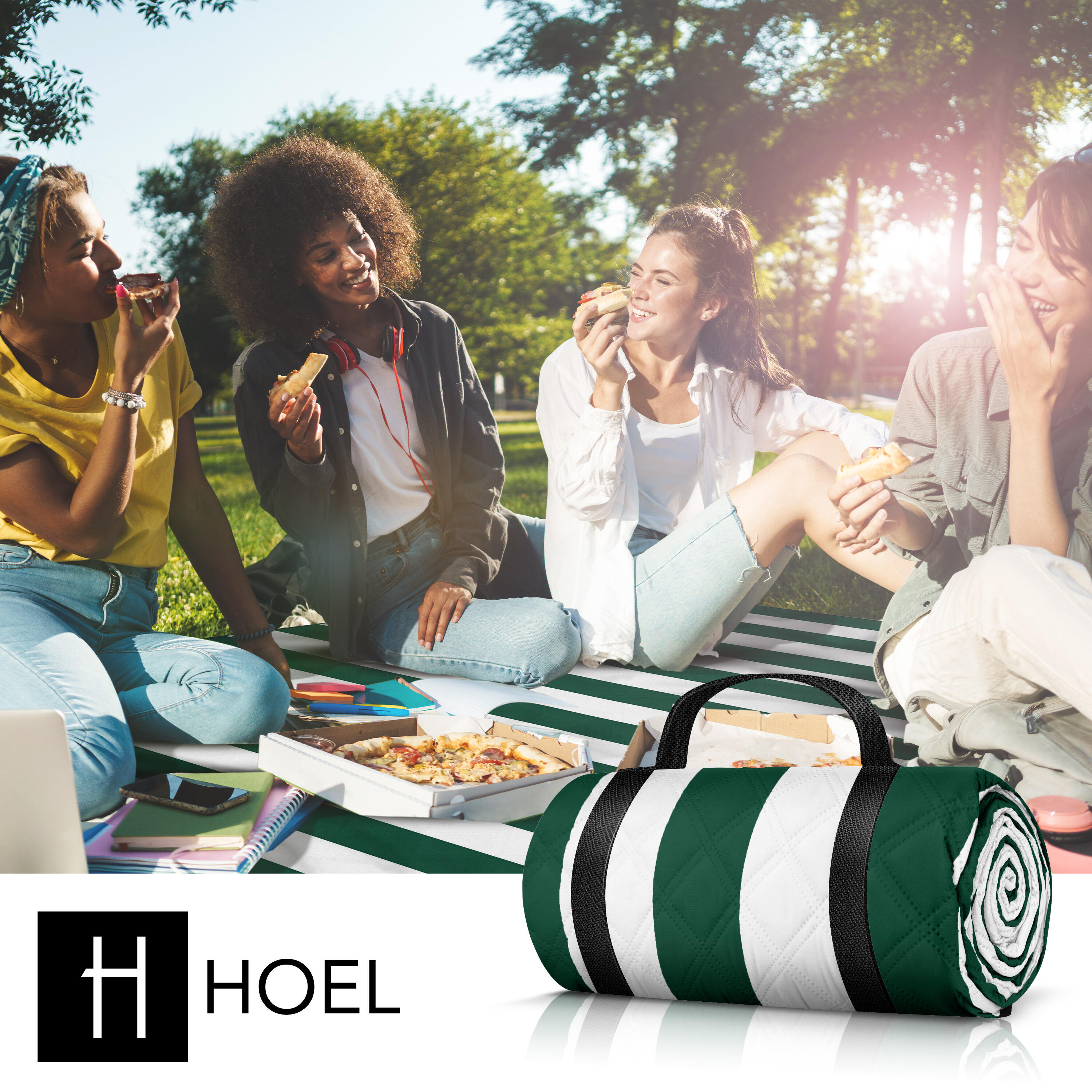 HOEL® Picknickdecke wasserabweisend + isoliert - Strandmatte XXL 200x200cm 5/7