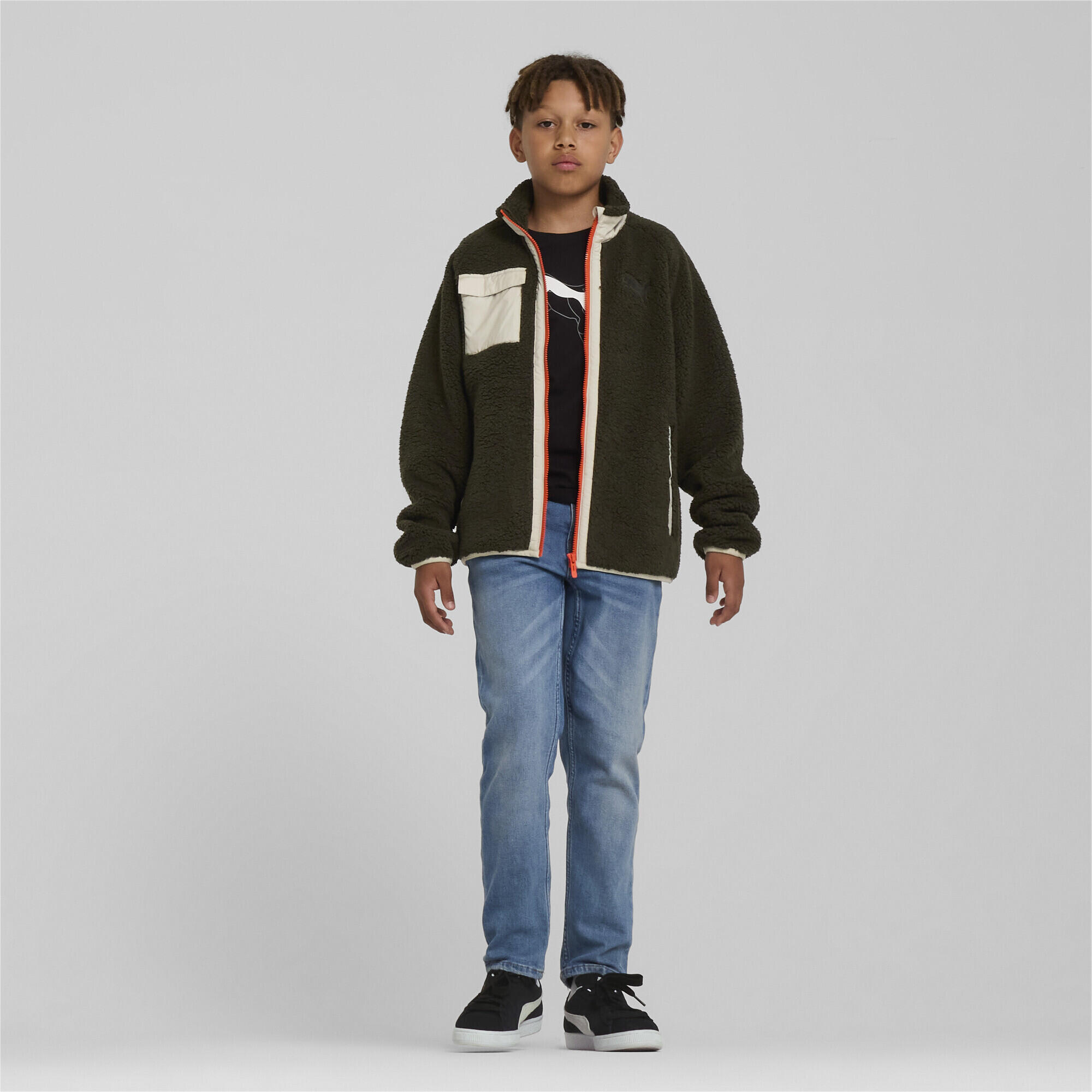 Hybrid Sherpa Jacke Jugendliche PUMA Dark Olive Green 4/7