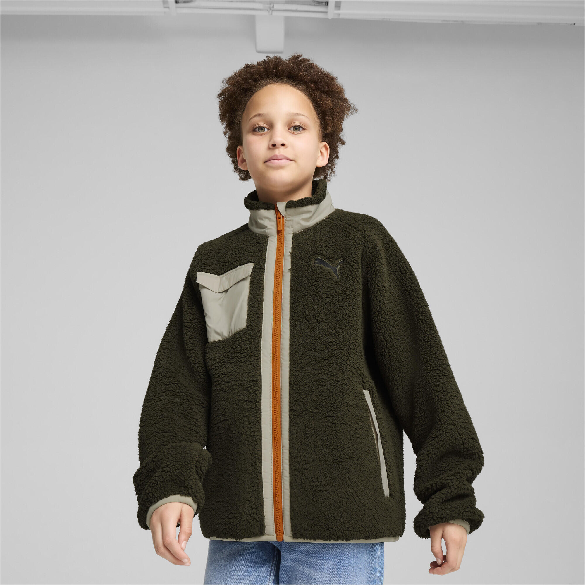 Hybrid Sherpa Jacke Jugendliche PUMA Dark Olive Green 5/7
