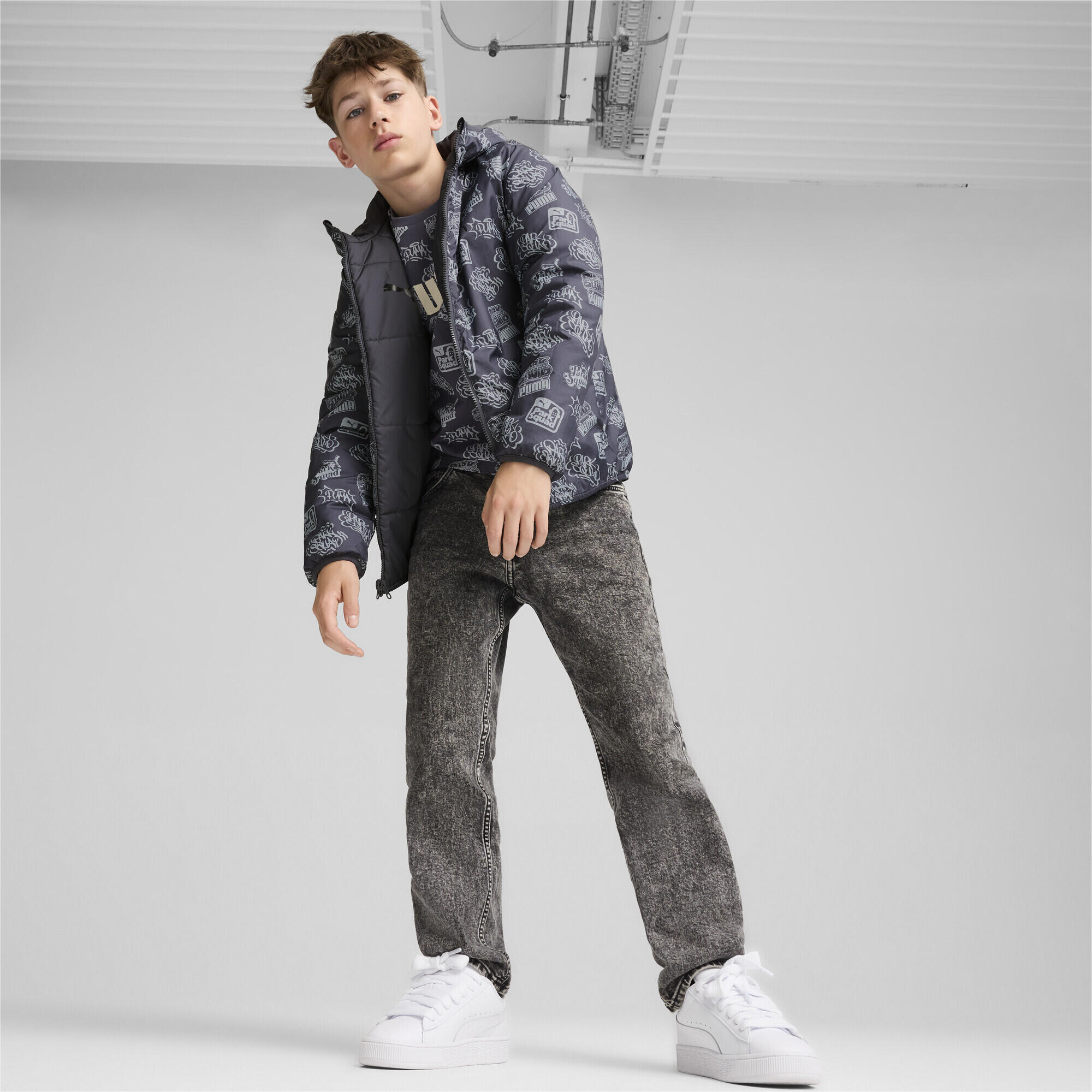 Młodzieżowa dwustronna kurtka ocieplana PUMA Galactic Gray 6/7