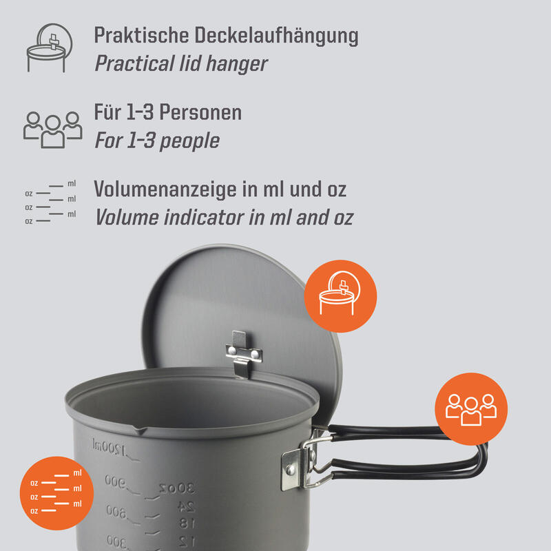 Kit de cuisson Spiritus Mini réchaud camping Casserole Outdoor empilable Alu