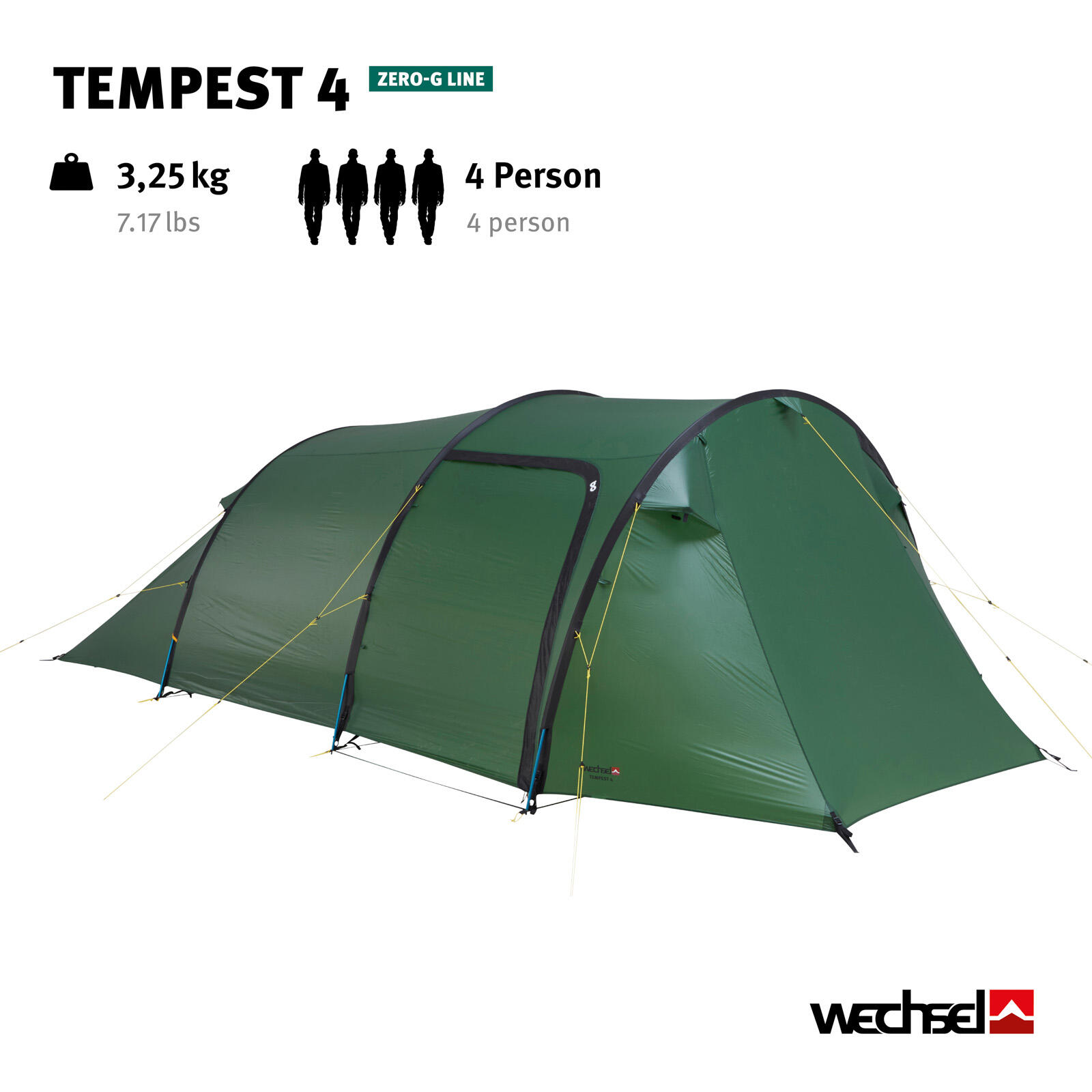 Trekkingzelt Tempest 4 Personen Tunnelzelt Camping Familien Zelt 3,25 kg 3/7
