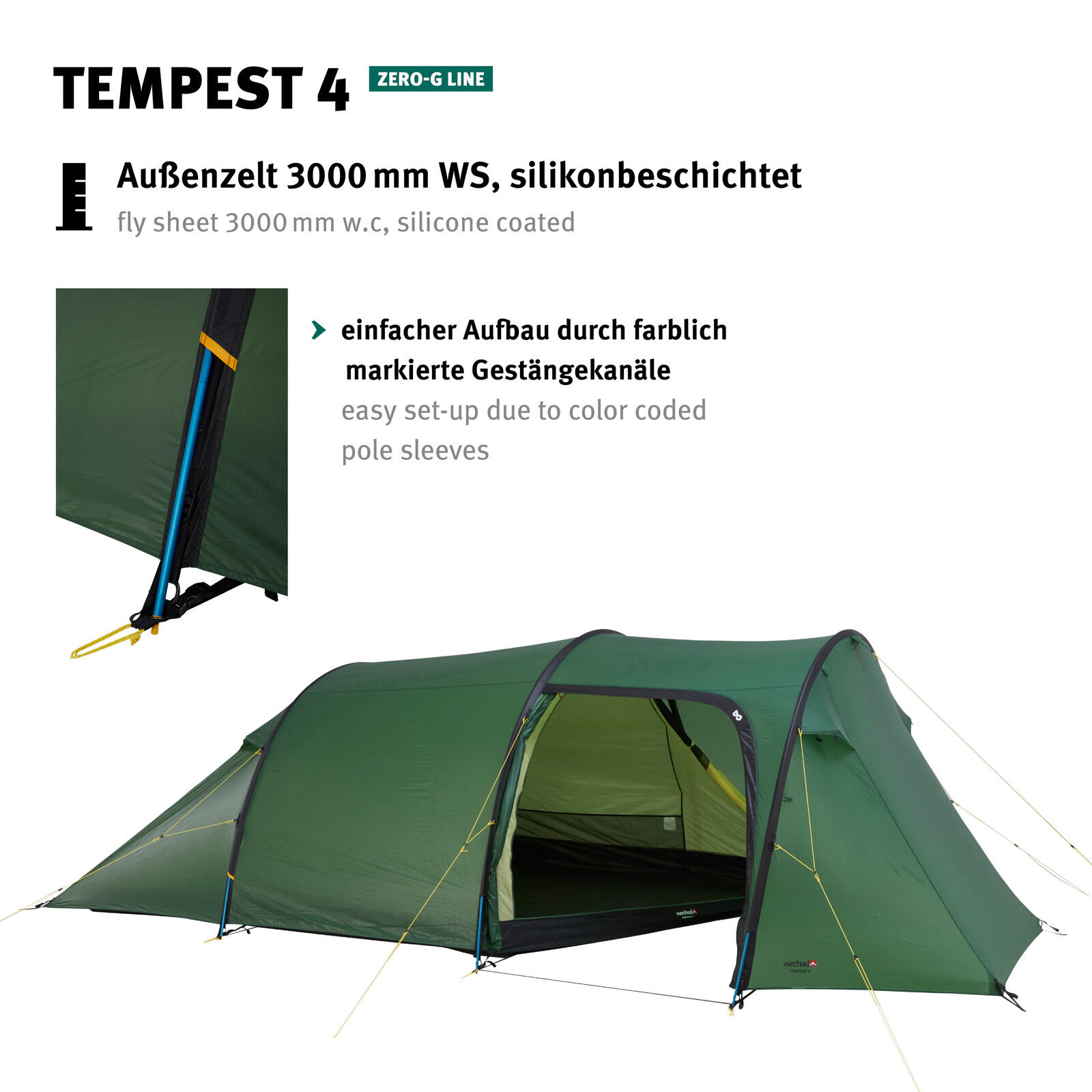 Trekkingzelt Tempest 4 Personen Tunnelzelt Camping Familien Zelt 3,25 kg 5/7