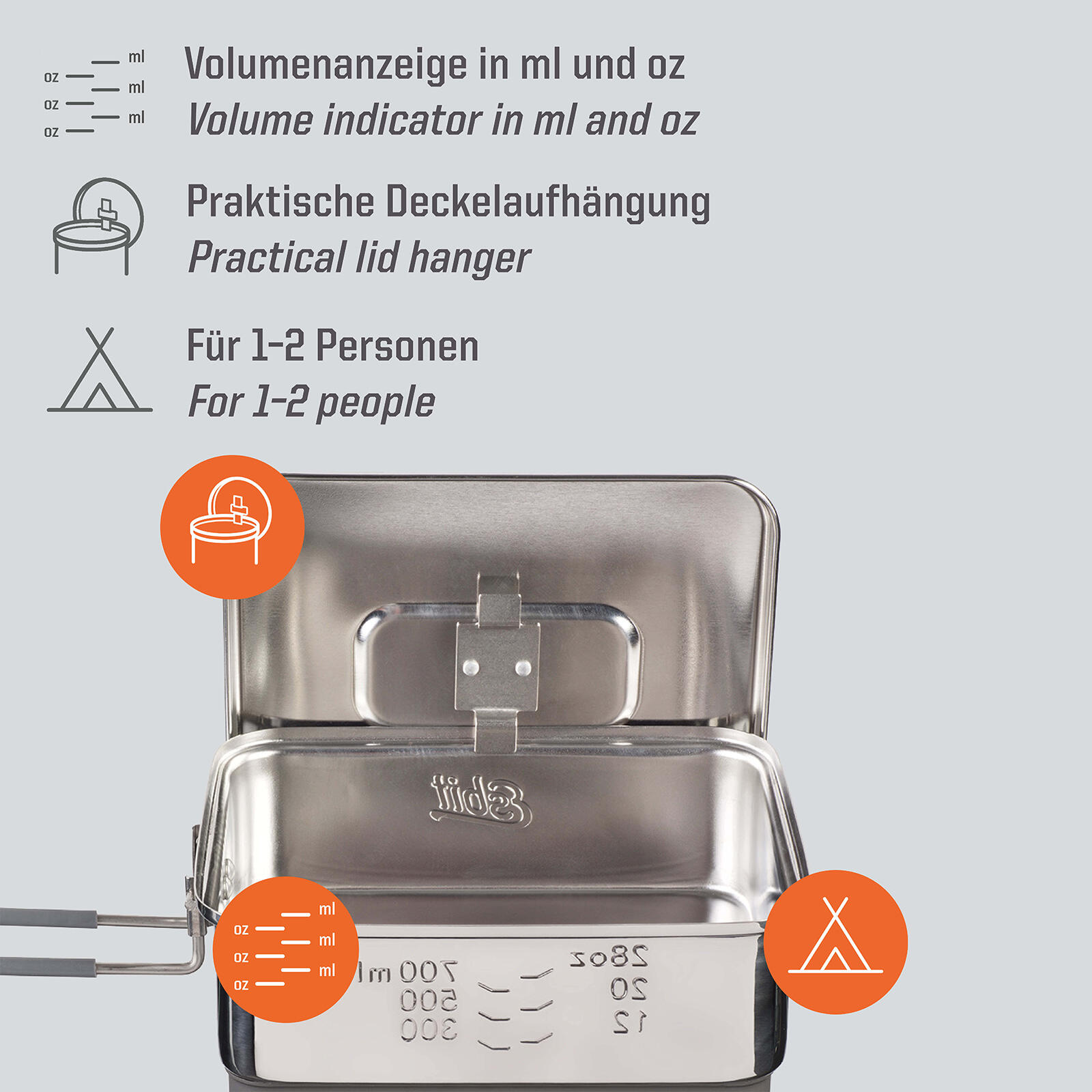 Kuchenka turystyczna Esbit Solid Fuel Cookset 1100 ml - steel 3/7