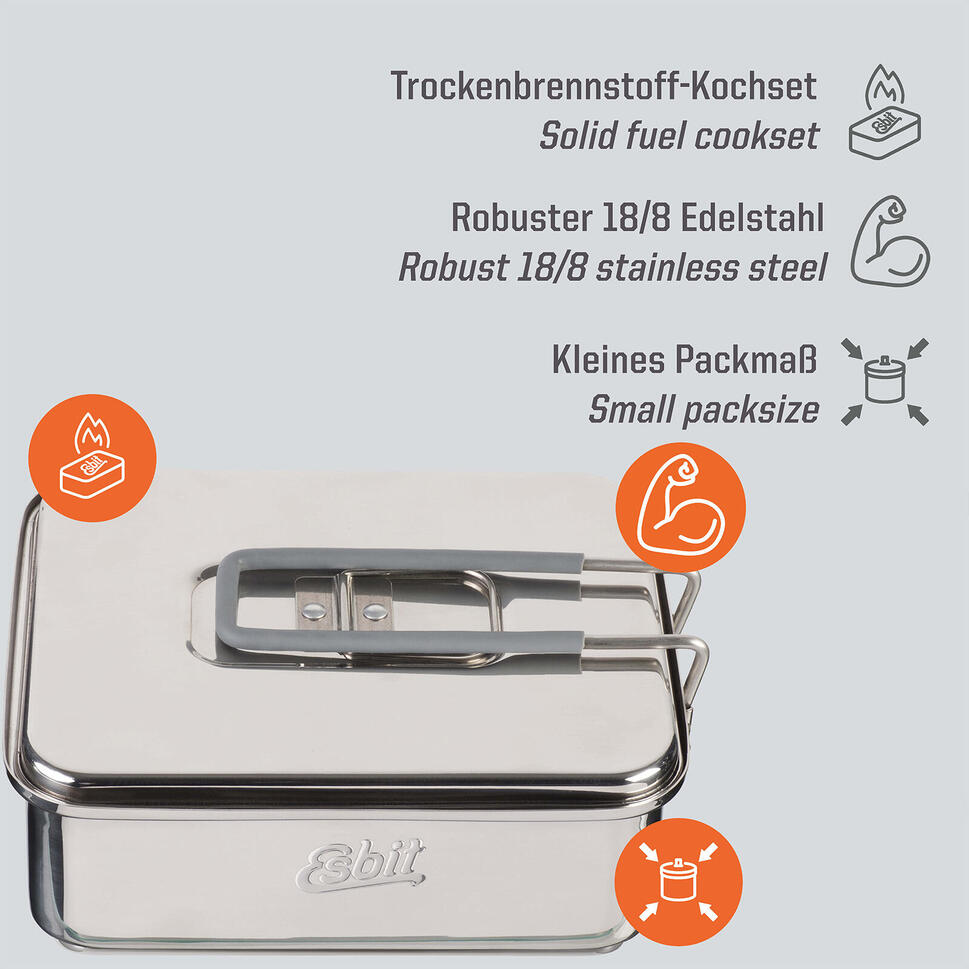Kuchenka turystyczna Esbit Solid Fuel Cookset 1100 ml - steel