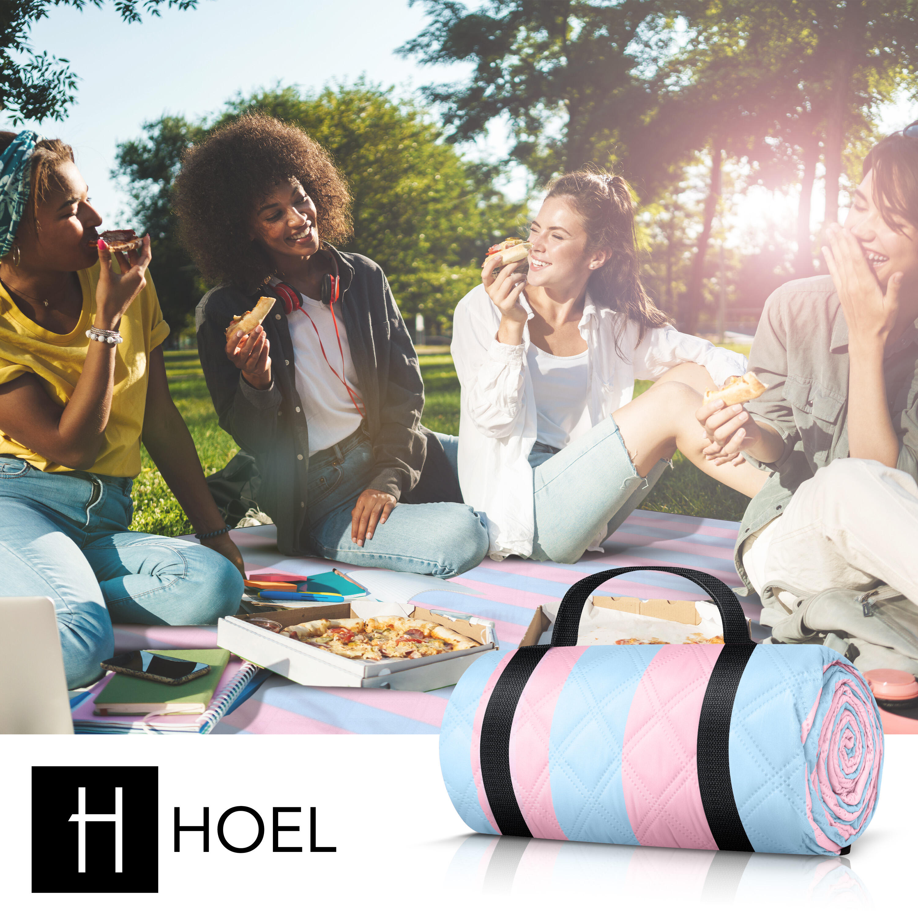 HOEL® Picknickdecke wasserabweisend + isoliert - Strandmatte XXL 200x200cm 5/7