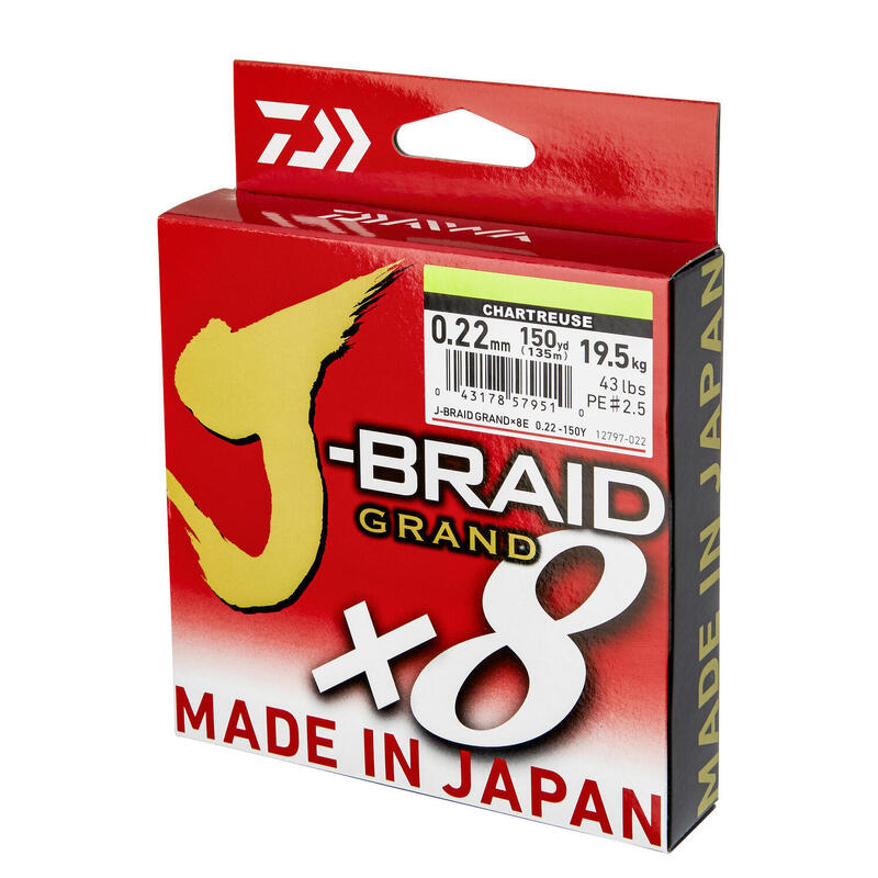 FIR TEXTIL DAIWA J-BRAID GRAND X8E CHARTREUSE 006MM/5,0KG/135M