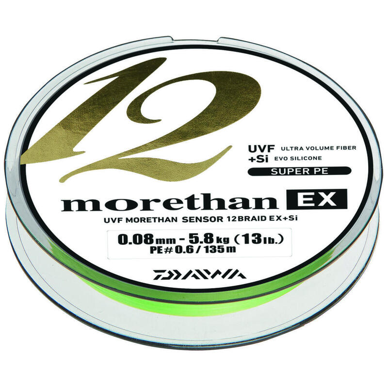FIR TEXTIL DAIWA MORETHAN X12 EX+SI LIME 014MM//12,2KG/135M