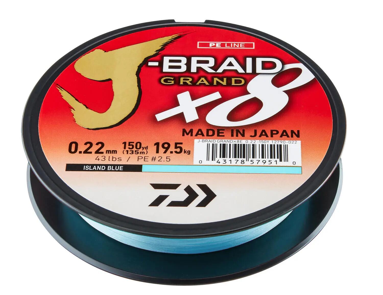DAIWA J-BRAID GRAND X8E KÉK 0,20MM/16KG/135M HORGÁSZZSINÓR 3/4