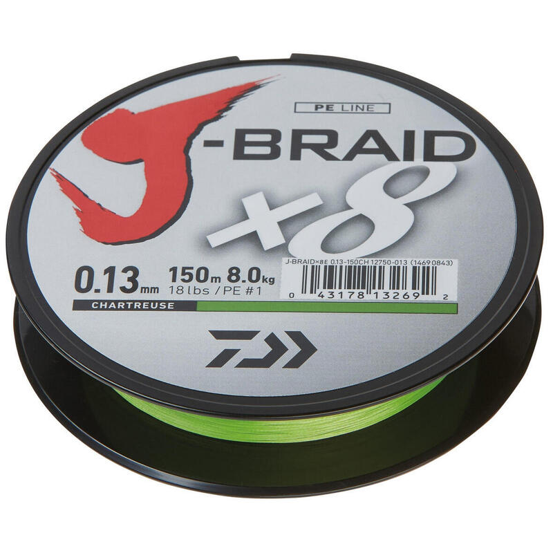 FIR TEXTIL DAIWA J-BRAID X8 CHARTREUSE 010MM/6,0KG/150M