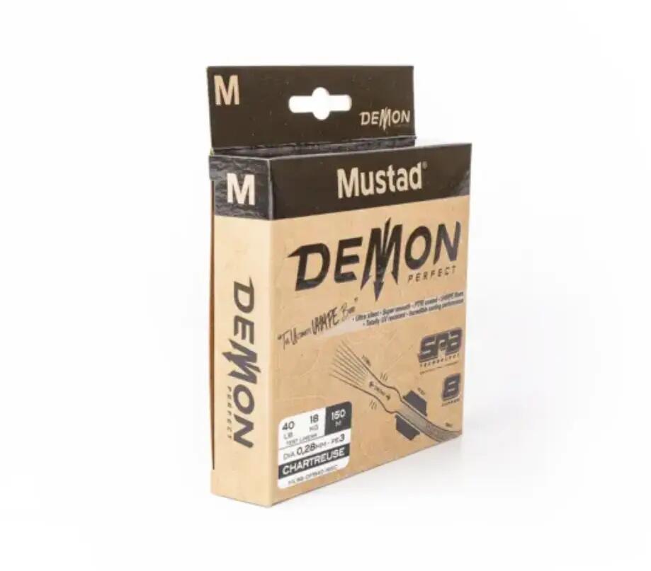 FIR TEXTIL MUSTAD DEMON PERFECT BRAID 8 CHARTREUSE 014MM/6,8KG/150M 3/6