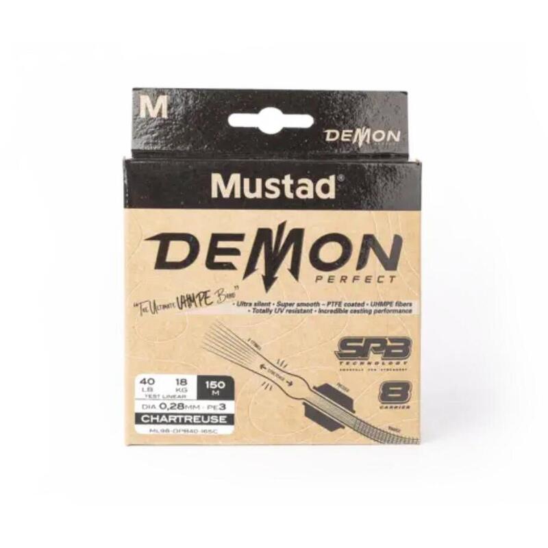 FIR TEXTIL MUSTAD DEMON PERFECT BRAID 8 CHARTREUSE 010MM/4,5KG/150M