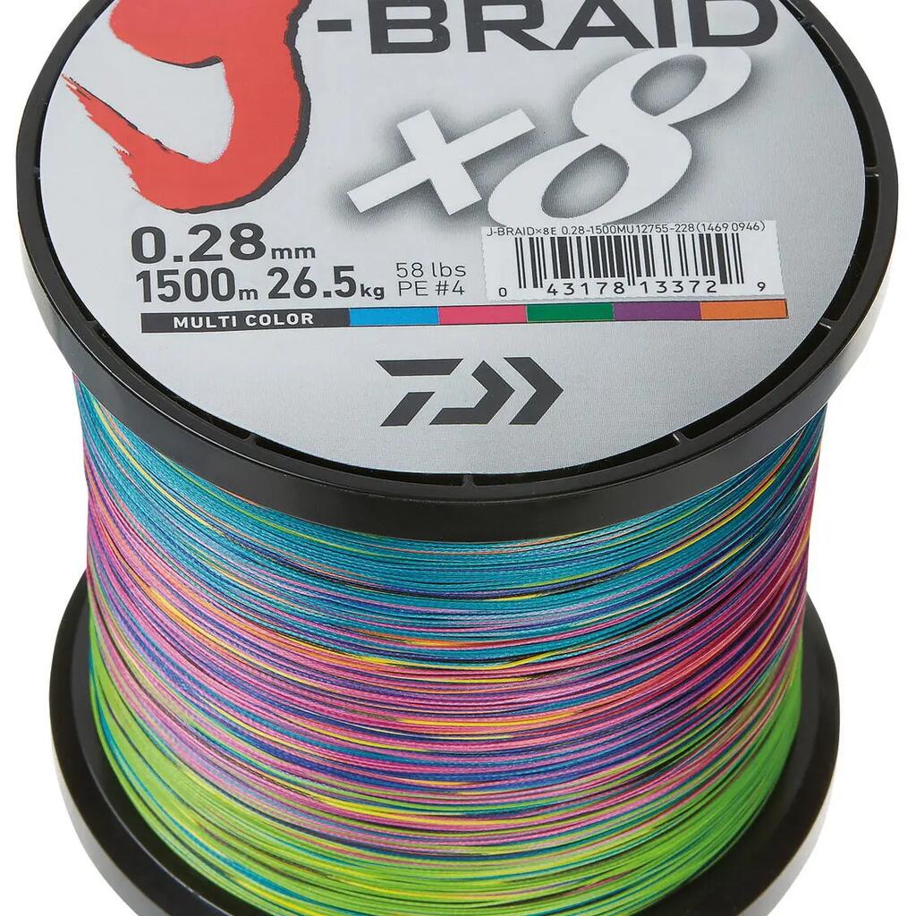 Плетен конец DAIWA J-BRAID X8 мултиколор 024 мм/18 кг/1500 м