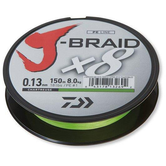 FIR TEXTIL DAIWA J-BRAID X8 CHARTREUSE 024MM/18,0KG/150M