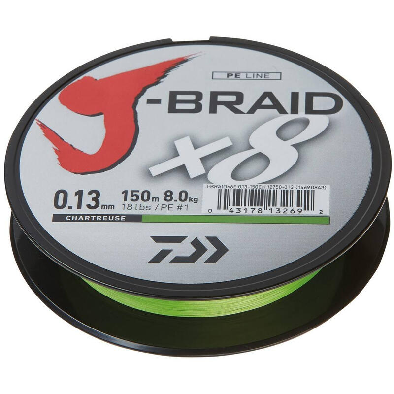 FIR TEXTIL DAIWA J-BRAID X8 CHARTREUSE 028MM/26,5KG/150M