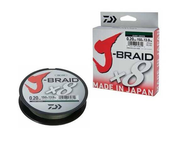 FIR TEXTIL DAIWA J-BRAID X8 VERDE 0.16MM/9KG/150M