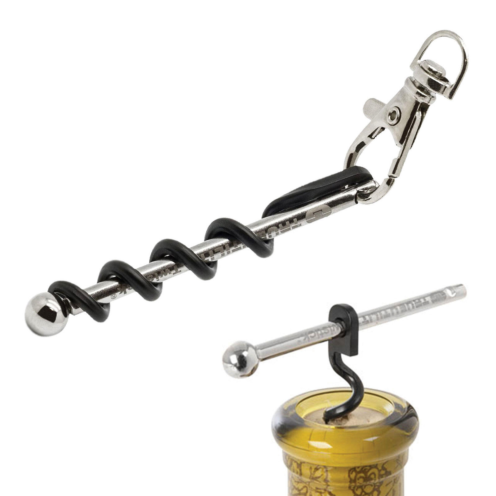 Mini kurkentrekker Twistick wijnflesopener sleutelhanger 2/5